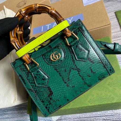 Gucci Diana Mini Tote Bag Snake Top Handle Bag Gucci Green - Image 5