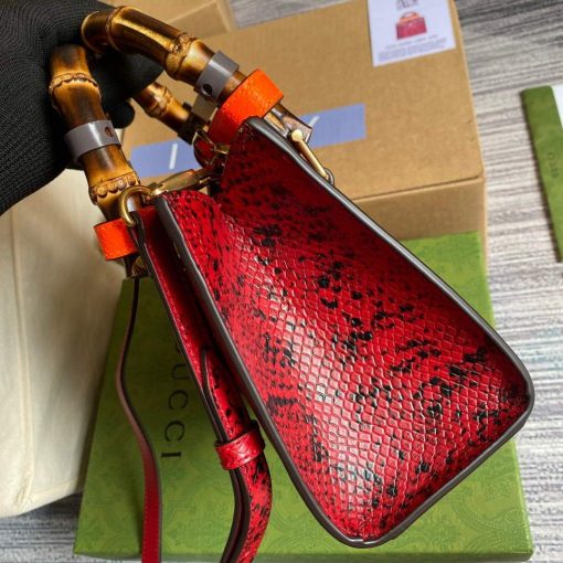 Gucci Diana Mini Tote Bag Snake Top Handle Bag Gucci Red - Image 3