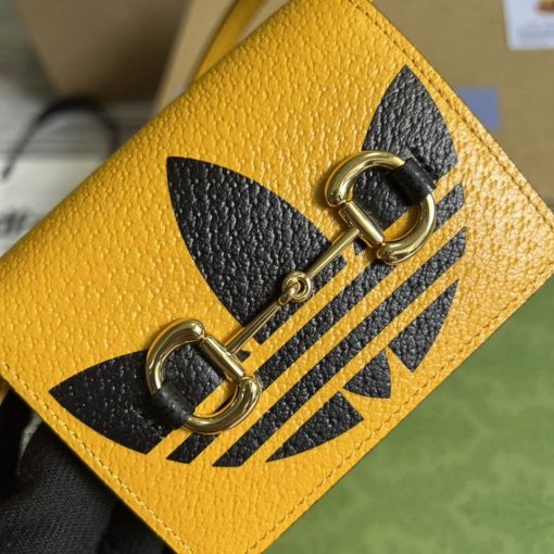 Adidas x Gucci Card Case With Horsebit Off-black And Yellow Leather - Image 5