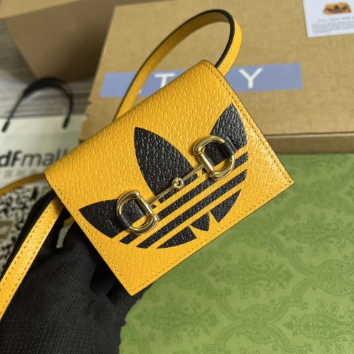 Adidas x Gucci Card Case With Horsebit Off-black And Yellow Leather