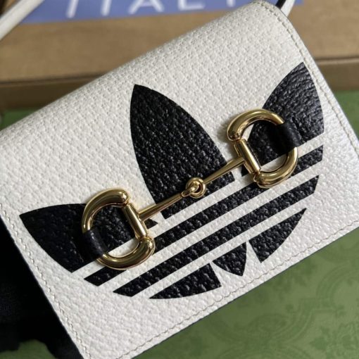 Adidas x Gucci Card Case With Horsebit Off-white And Black Leather - Image 5