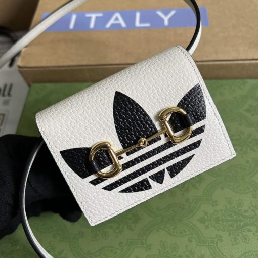 Adidas x Gucci Card Case With Horsebit Off-white And Black Leather