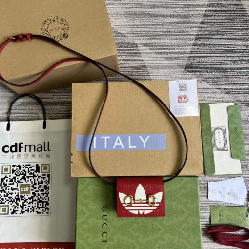 Adidas x Gucci Card Case With Horsebit Off-white And Red Leather - Image 2