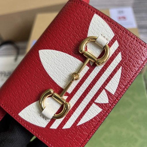 Adidas x Gucci Card Case With Horsebit Off-white And Red Leather - Image 5