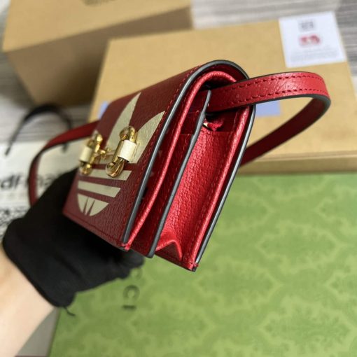 Adidas x Gucci Card Case With Horsebit Off-white And Red Leather - Image 6