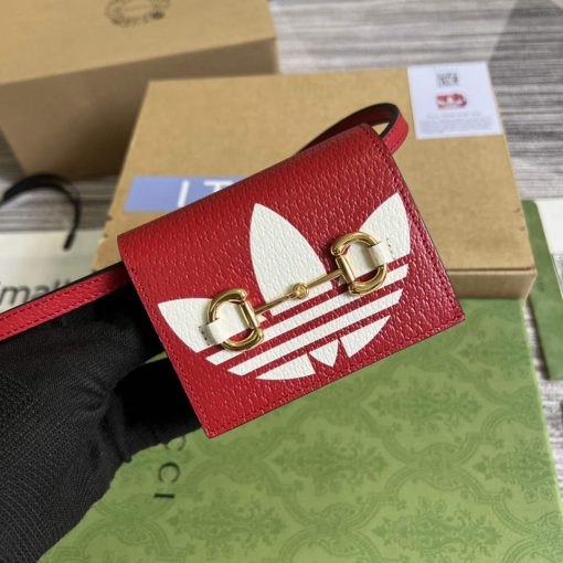 Adidas x Gucci Card Case With Horsebit Off-white And Red Leather