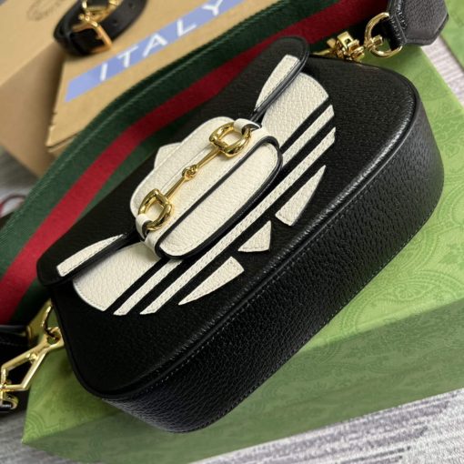 Adidas x Gucci Horsebit 1955 Mini Bag Black And White Leather - Image 6