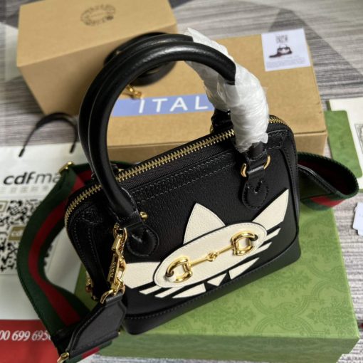 Adidas x Gucci Horsebit 1955 Mini Bag Black And White Leather - Image 7