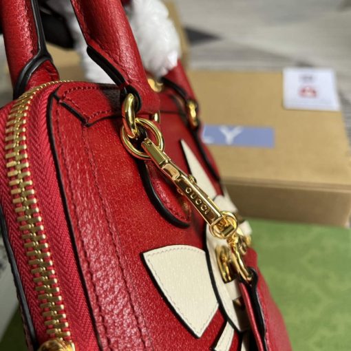 Adidas x Gucci Horsebit 1955 Mini Bag Red And White Leather - Image 8