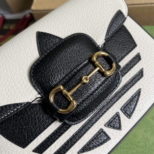 Adidas x Gucci Horsebit 1955 Mini Bag White And Black Leather - Image 7