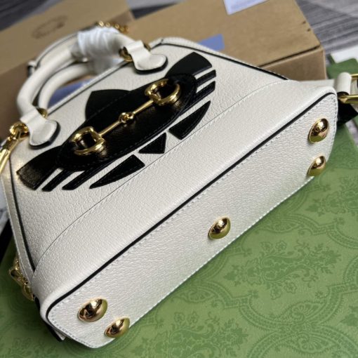 Adidas x Gucci Horsebit 1955 Mini Bag White And Black Leather - Image 7