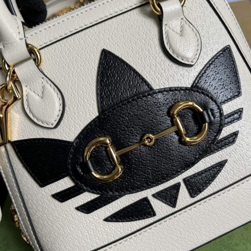 Adidas x Gucci Horsebit 1955 Mini Bag White And Black Leather - Image 8