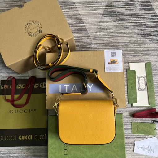 Adidas x Gucci Horsebit 1955 Mini Bag Yellow And Black Leather - Image 3