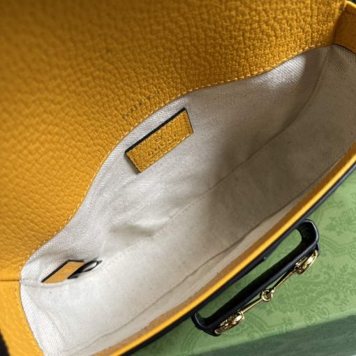 Adidas x Gucci Horsebit 1955 Mini Bag Yellow And Black Leather - Image 8