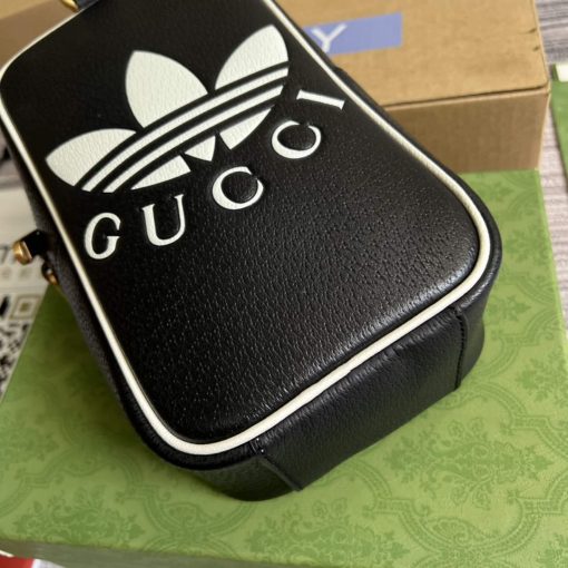 Adidas x Gucci Mini Top Handle Bag Black Leather - Image 6