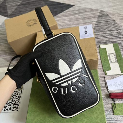 Adidas x Gucci Mini Top Handle Bag Black Leather