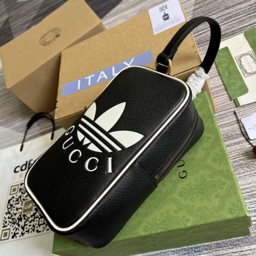 Adidas x Gucci Mini Top Handle Bag Black Leather - Image 7