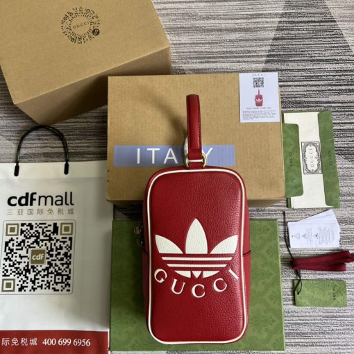 Adidas x Gucci Mini Top Handle Bag Red Leather - Image 2