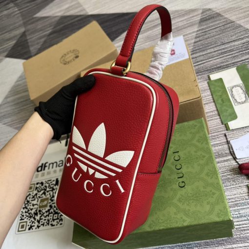 Adidas x Gucci Mini Top Handle Bag Red Leather - Image 6