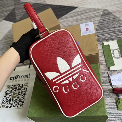 Adidas x Gucci Mini Top Handle Bag Red Leather