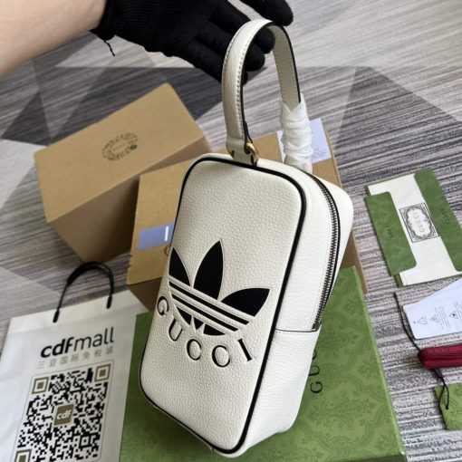 Adidas x Gucci Mini Top Handle Bag White Leather - Image 6