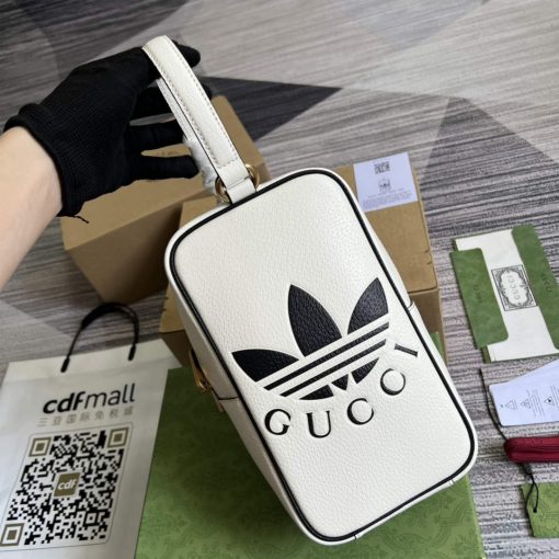 Adidas x Gucci Mini Top Handle Bag White Leather