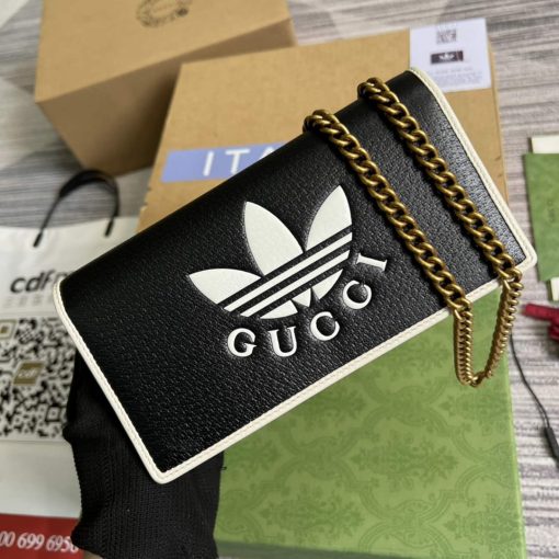 Adidas x Gucci Wallet With Chain Black And White Leather