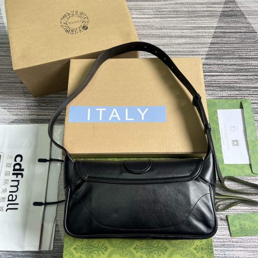Gucci Aphrodite Small Shoulder Bag Black Soft Leather - Image 3