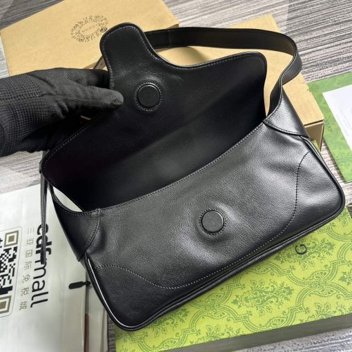 Gucci Aphrodite Small Shoulder Bag Black Soft Leather - Image 7