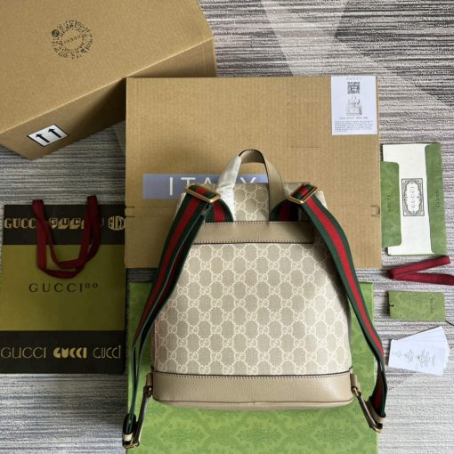 Gucci Backpack With Interlocking G Beige And White - Image 2