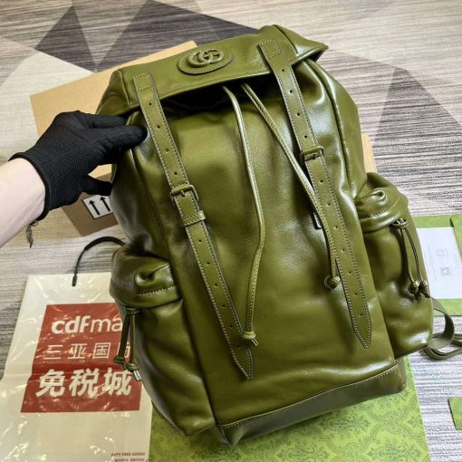 Gucci Backpack With Tonal Double G Forest Green - Image 4