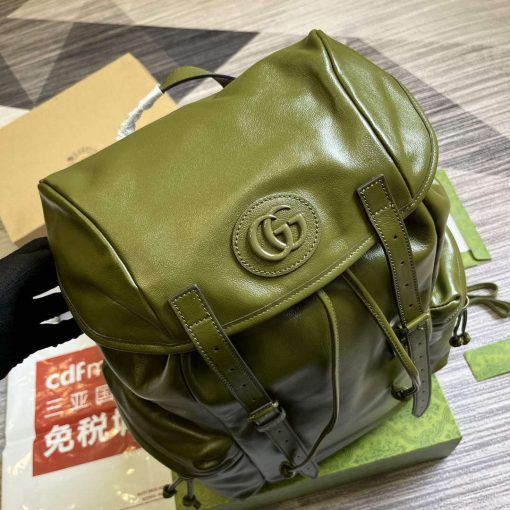 Gucci Backpack With Tonal Double G Forest Green - Image 5