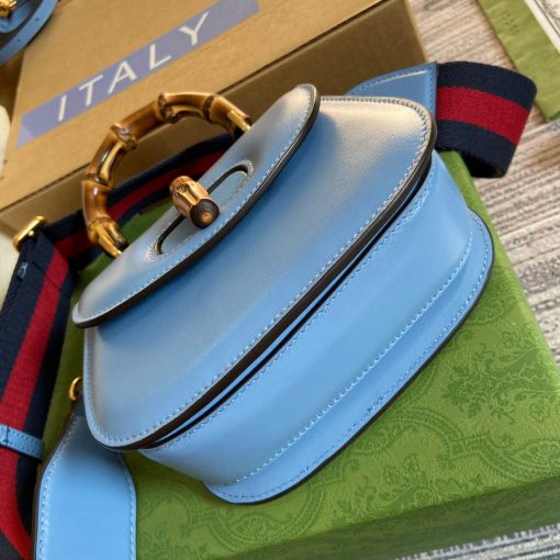 Gucci Bamboo 1947 Mini Top Handle Bag Blue - Image 6