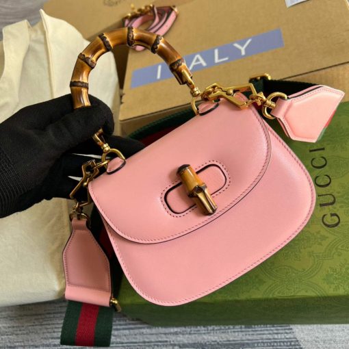 Gucci Bamboo 1947 Mini Top Handle Bag Pink - Image 4