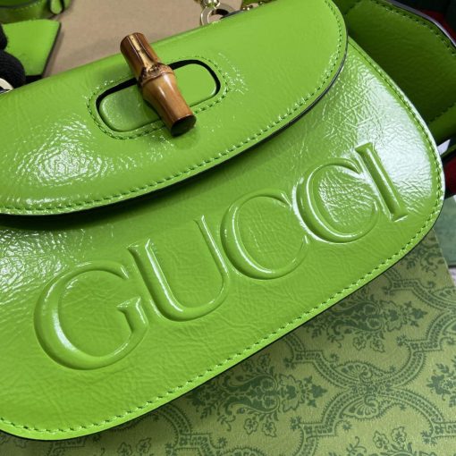 Gucci Bamboo 1947 Small Top Handle Bag Green Patent Leather - Image 5