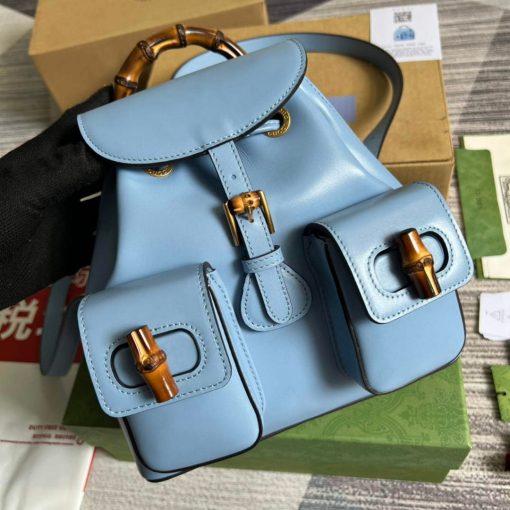 Gucci Bamboo Backpack Blue - Image 4