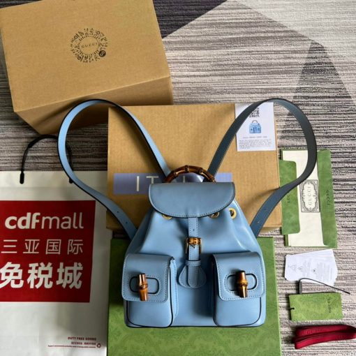 Gucci Bamboo Backpack Blue