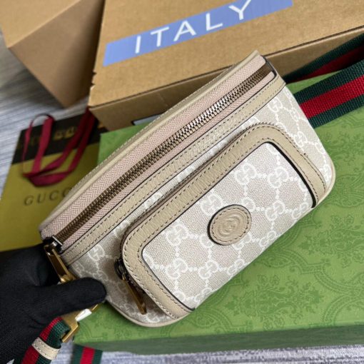 Gucci Belt Bag With Interlocking G Beige And White