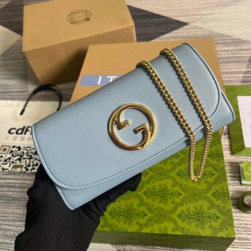 Gucci Blondie Continental Chain Wallet Light Blue