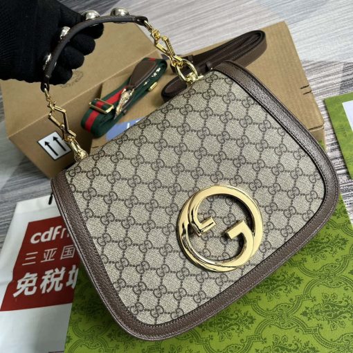 Gucci Blondie Medium Top Handle Bag Beige And Ebony GG Supreme Canvas - Image 3