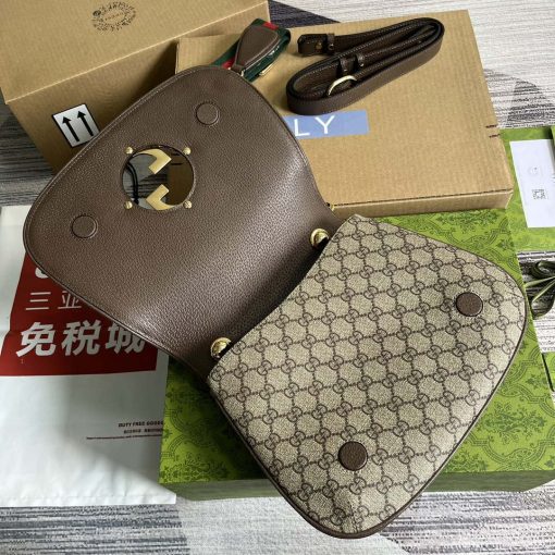 Gucci Blondie Medium Top Handle Bag Beige And Ebony GG Supreme Canvas - Image 5