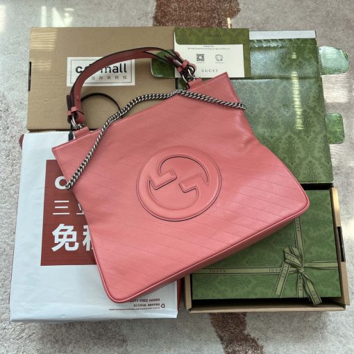 Gucci Blondie Medium Tote Bag In Pink Leather