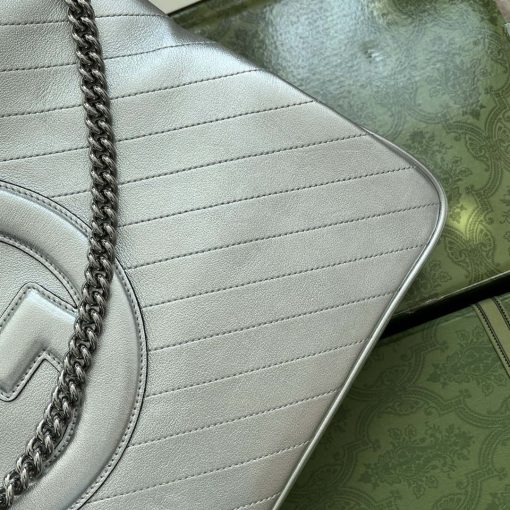 Gucci Blondie Medium Tote Bag In Silver Leather - Image 7