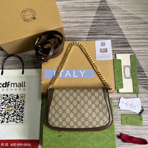 Gucci Blondie Shoulder Bag GG Supreme Canvas Brown - Image 3