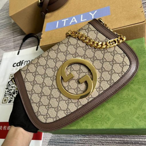 Gucci Blondie Shoulder Bag GG Supreme Canvas Brown