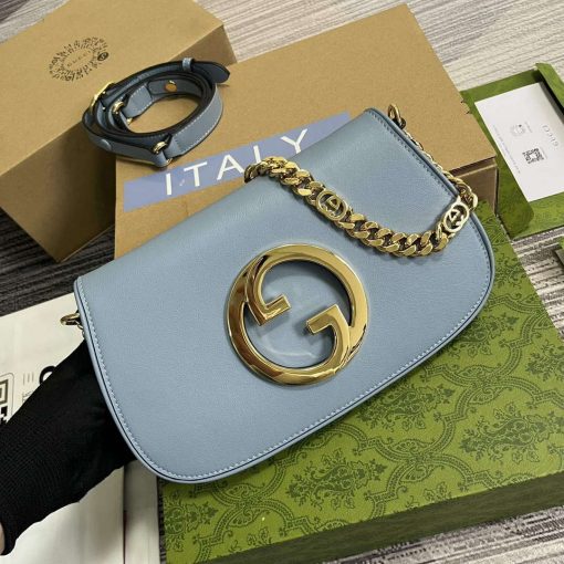 Gucci Blondie Shoulder Bag Light Blue Leather - Image 4