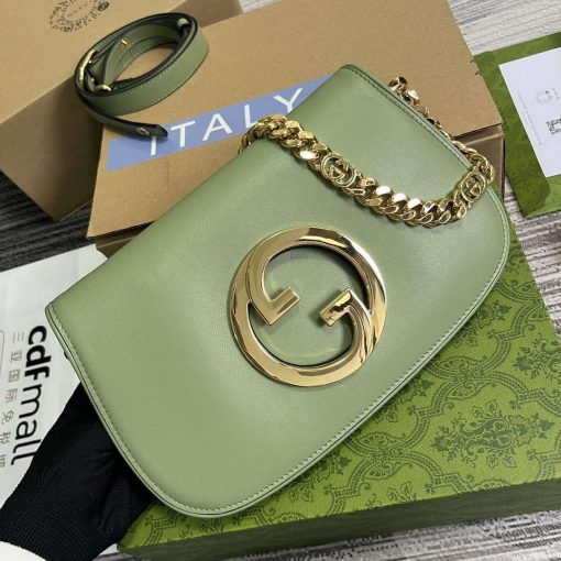 Gucci Blondie Shoulder Bag Light Green Leather - Image 4