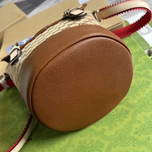 Gucci Bucket Bag In GG Supreme Canvas And Brown Leather - Image 6