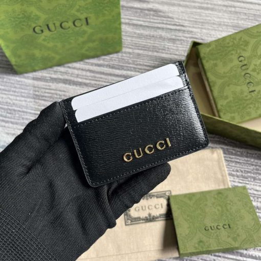 Gucci Card Case With Gucci Script Black