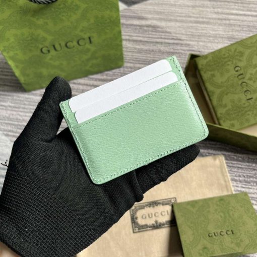 Gucci Card Case With Gucci Script Pale Green - Image 2